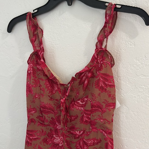 NWT White Fox brown and pink floral mini dress size XS - Picture 5 of 7